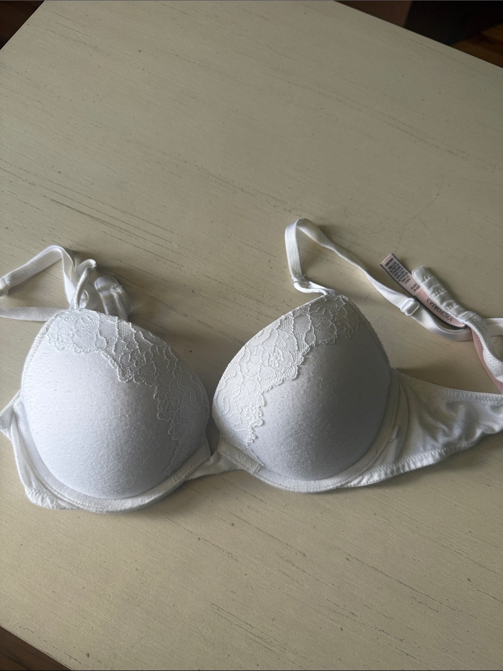 Victoria's Secret White Lace-Trim Push-Up Bra